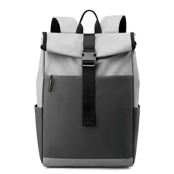 Cross-border new men's backpack fashion folding roll mouth men's backpack leisure sports travel bag commuting