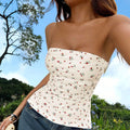 spring/summer new arrivals: tk women's age-defying sweet style t-shirt - cropped floral bandeau top, figure-flattering