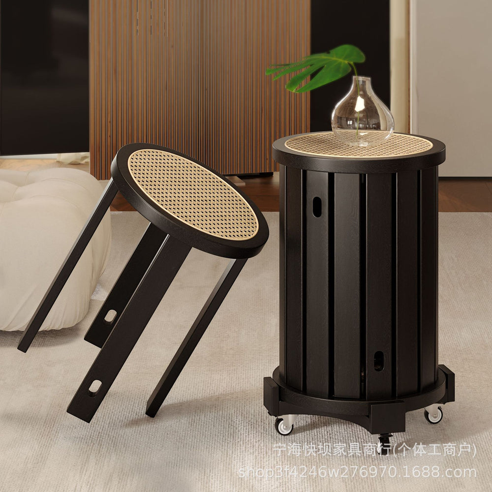 Solid wood stool for home stackable spare dining table bench creative round stool medieval style rattan stacking stool combination stool