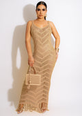 summer new women's long dress sexy knit cami tassel beach dress -  bestseller