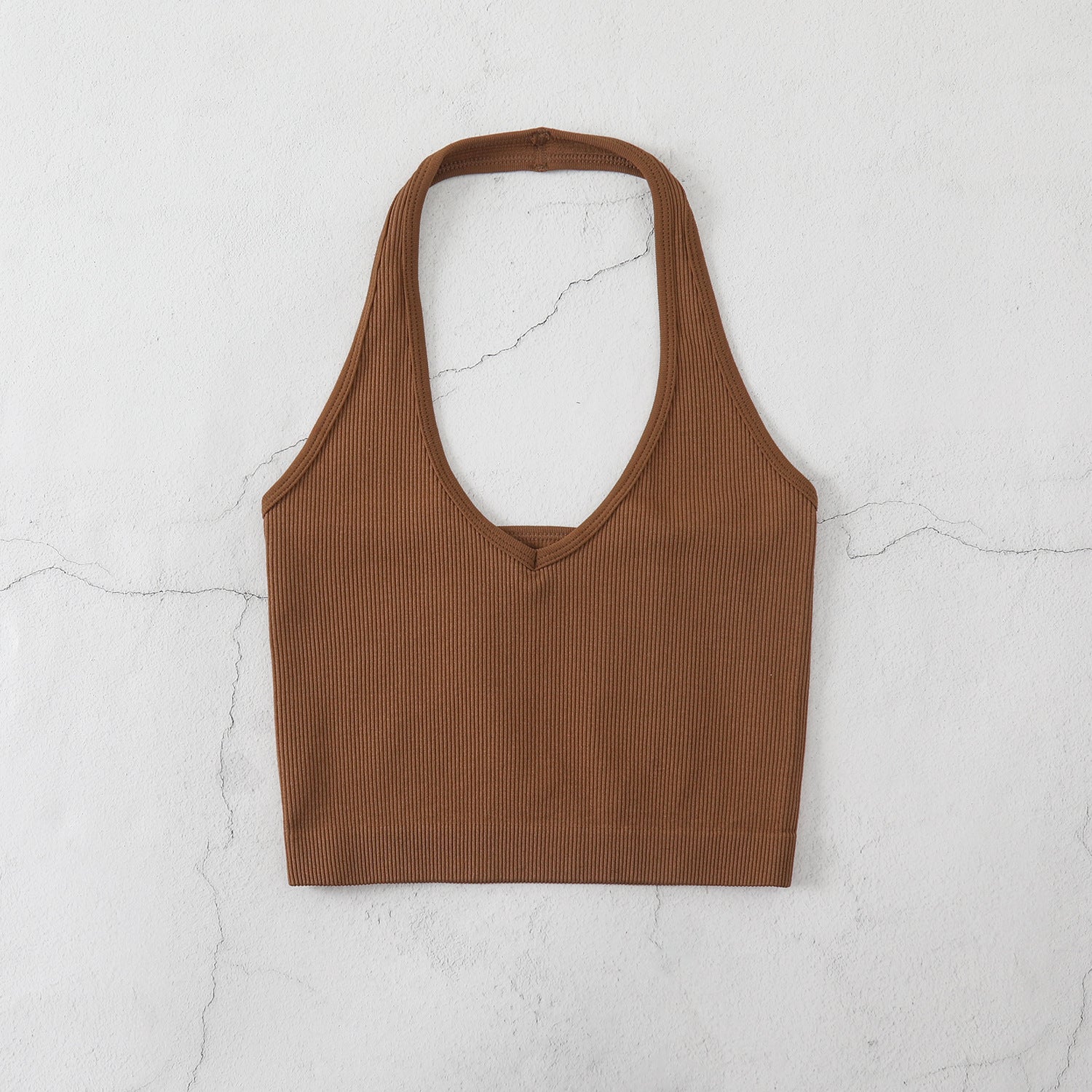 , European and American neck body underwear fitness yoga V-neck backless small vest threaded candy color