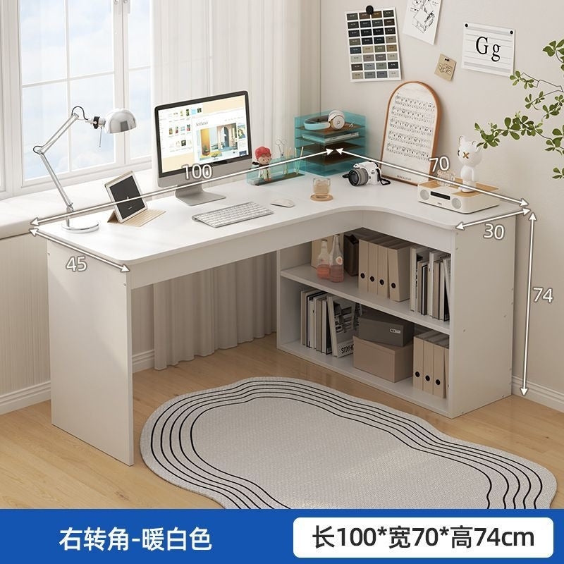 Nordic student desk with bookshelf - all-in-one home bedroom desktop computer desk - assembled study table for elementary school students - writing desk