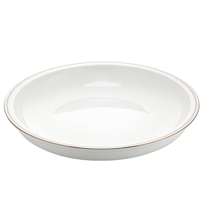 Wholesale gold-rimmed ceramic large plate deep plate thickened oven mitt soup plate boiled fish hair bloodwang for home vegetable plate large round plate