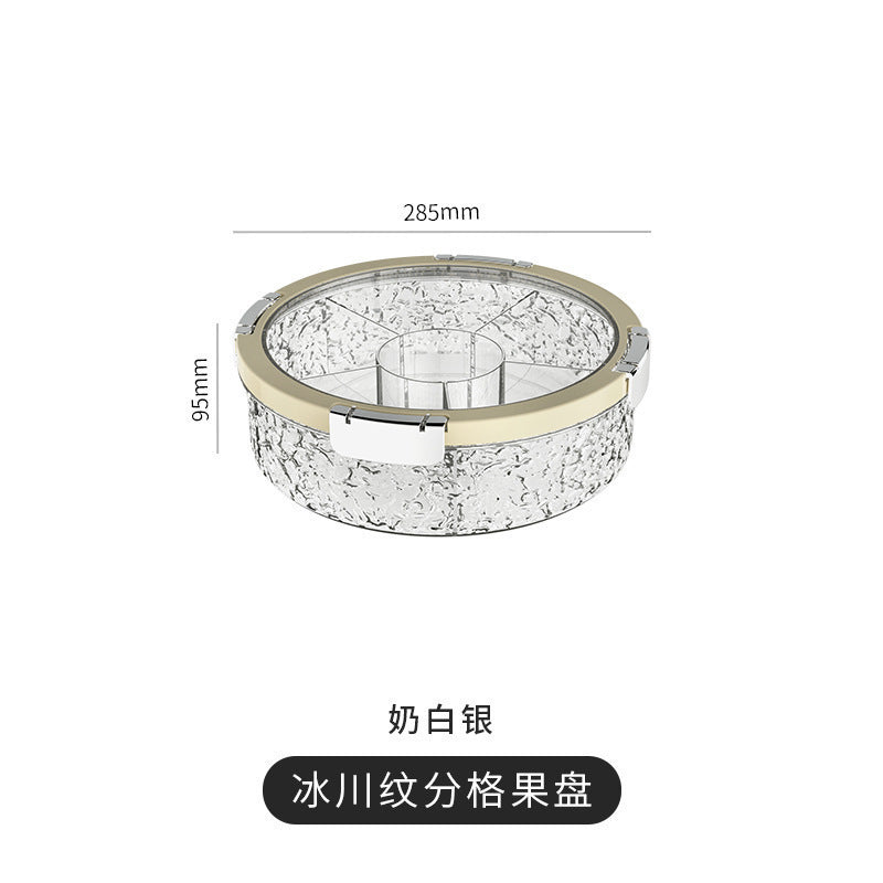 Light luxury sealed nut snack storage box, living room dried fruit plate, household new fruit plate, Chinese New Year candy box with lid