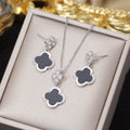 Tz-8304 silver black shell four-leaf clover set
