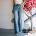 Fashion  independent station cross-border new style raw edge washed and polished mid-waist slimming look denim pants trendy women
