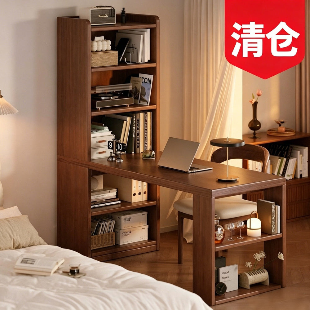 Corner desk for home bedroom study, small apartment computer desk with storage, minimalist modern office writing desk