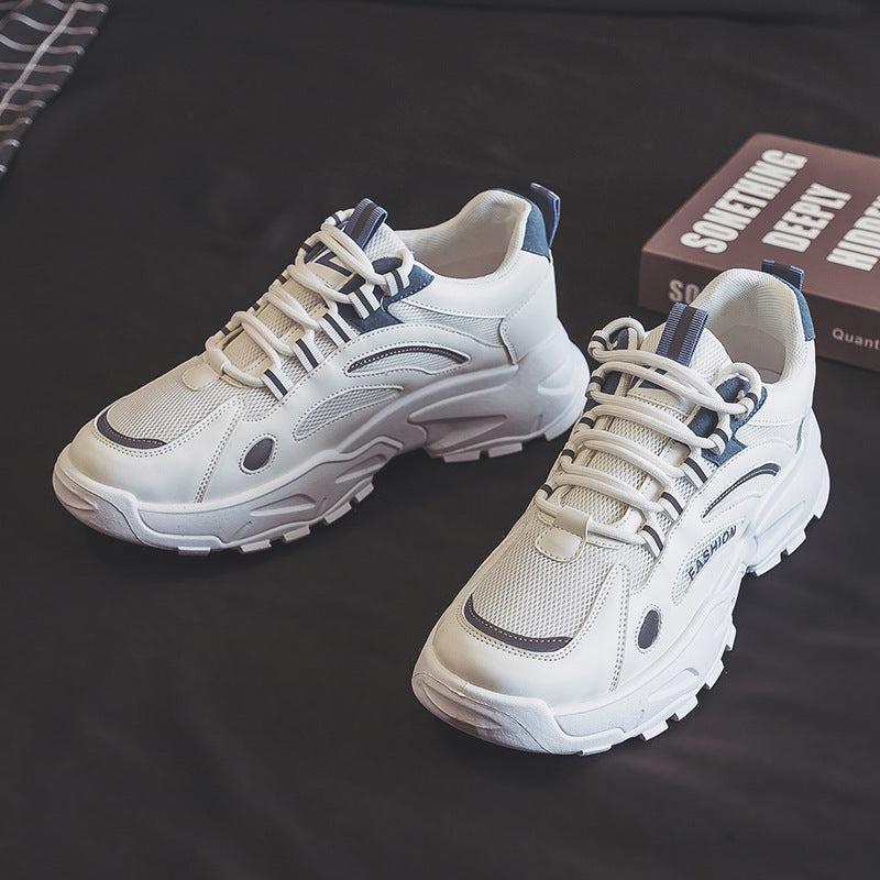 Men's shoes 2025 new winter breathable mesh casual sports shoes men's running height increasing white dad sneakers trendy shoes
