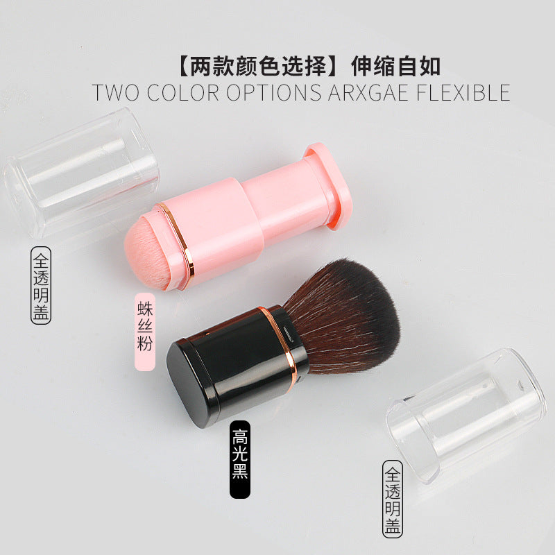 Portable makeup brush for export - pink powder brush, single-use blush & setting powder brush, retractable beauty brush