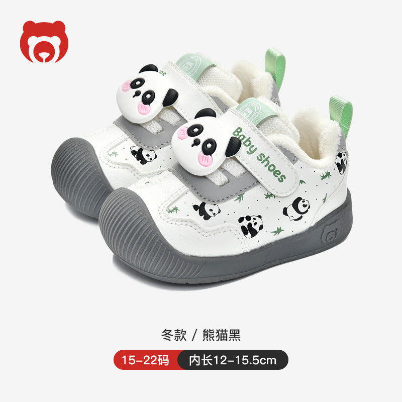 Toddler shoes for baby boys 0-1-3 years old, autumn/winter infant and toddler shoes for baby girls, soft sole functional fleece-lined thickened cotton shoes