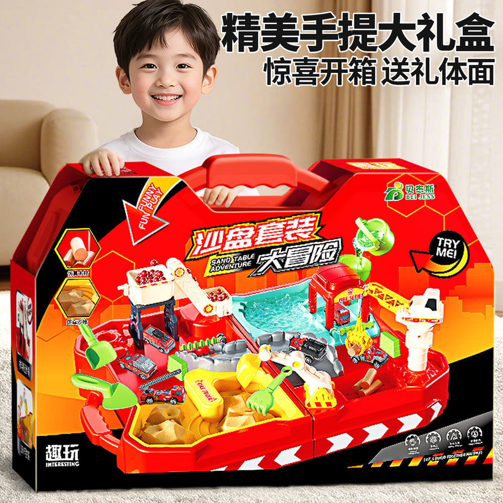 New children's construction vehicle sand table - authentic fire rescue adventure, puzzle game, boy's parent-child toy, birthday gift