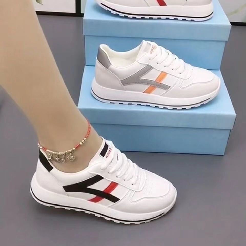 Women's shoesfall and winter german training white shoeseasiest for matchniche style thin sole sports student board shoes women's forrest gump casual board shoes