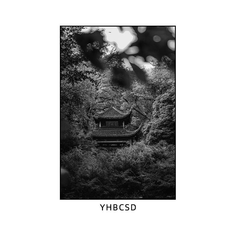 Hunan restaurant hanging paintings old Changsha Chinese hotel restaurant box hanging paintings retro nostalgic Hunan black and white architectural murals