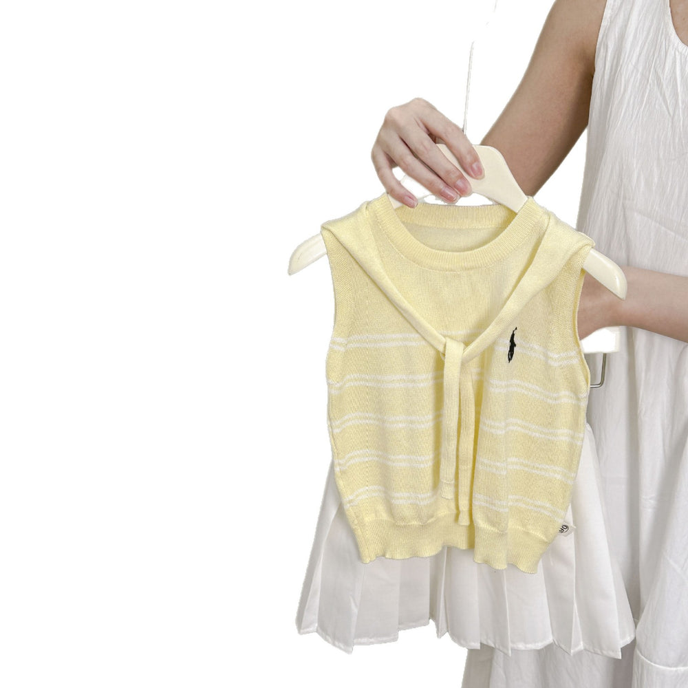 [summer clothing big sale free shipping] k-style children's clothing  new summer girls knitting pro vest children's pleated