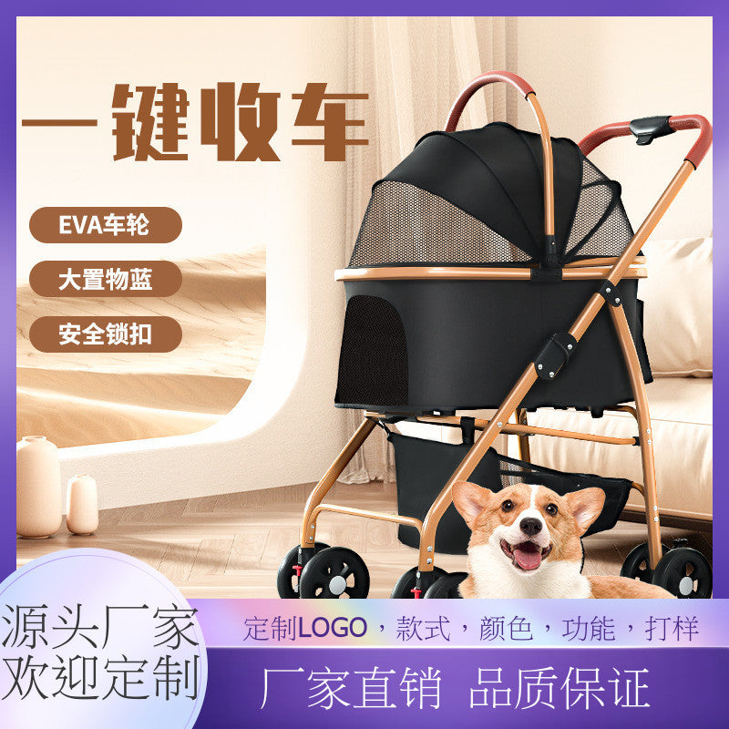 【new arrival】lightweight & foldable pet stroller - perfect for small to medium dogs and cats on the go!