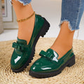plus size loafers for women, new 2026 spring/autumn collection, patent leather bow mary janes, casual shoes for women