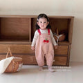 Autumn cherry two-piece overalls set - girls' outfit, new cartoon style, korean fashion, cute baby