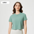 Summer crew neck yoga top - short, loose fit, quick-dry, women's lightweight & breathable activewear t-shirt d25016