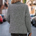 Women's solid color double-breasted blazer - european & american style, casual women's new top,  houndstooth jacket