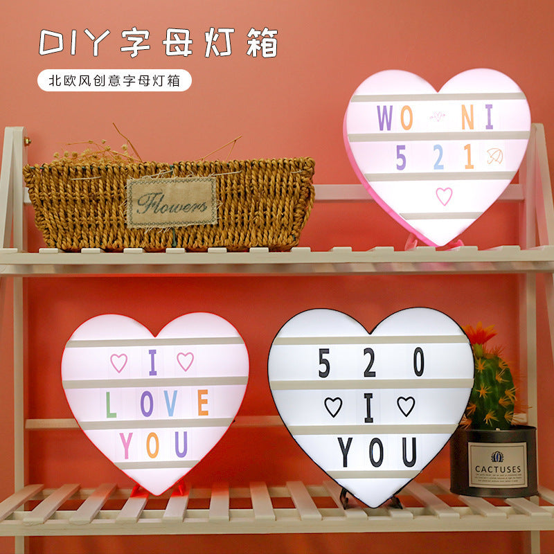 Cross-border LED light box love light box card English letter DIY luminous light box arrangement home decoration small ornament