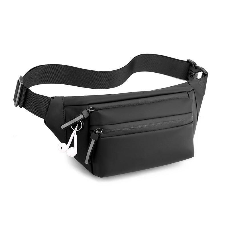 New breast bag men's casual anti-splashing multi-layer messenger bag large capacity shoulder bag simple solid color fanny pack wholesale