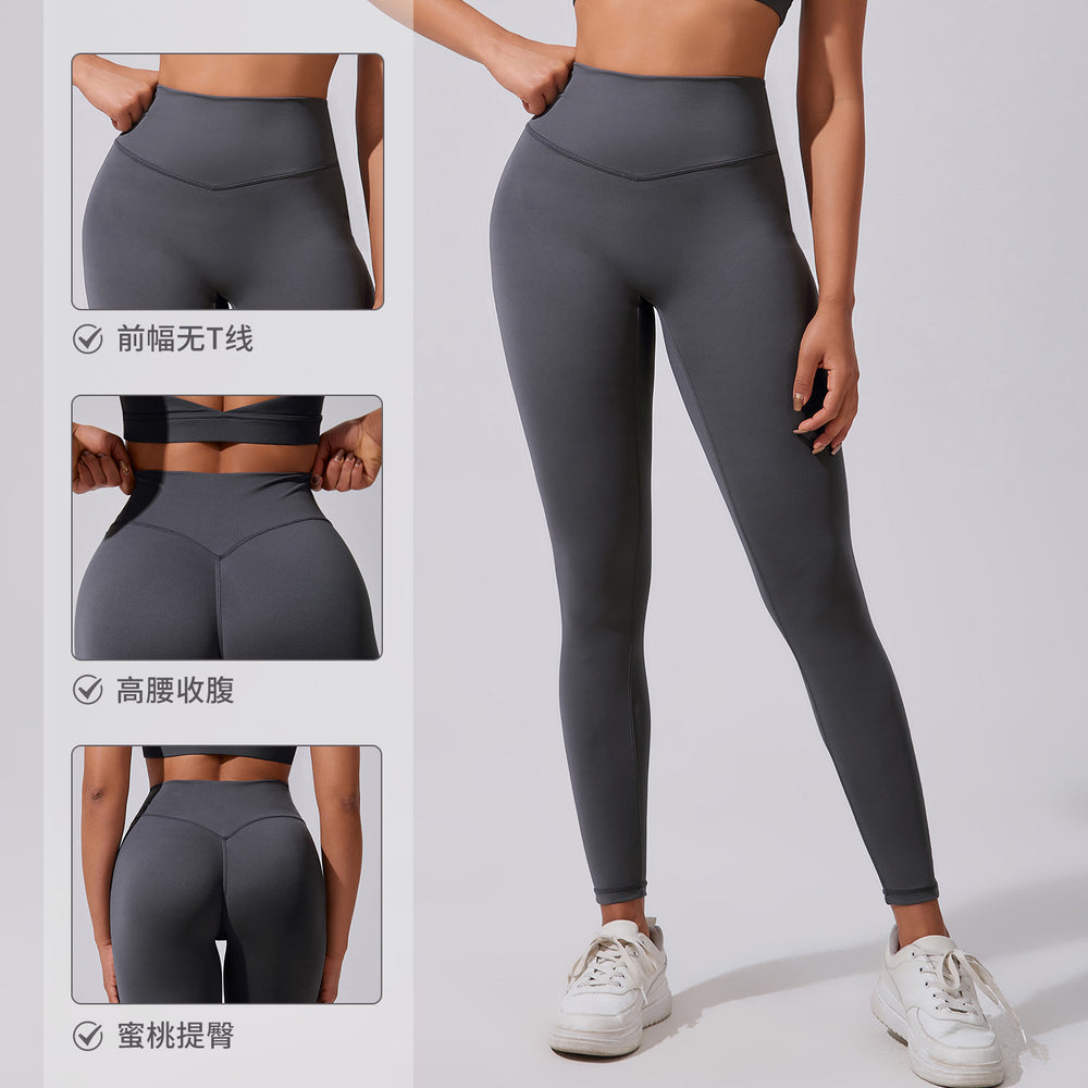 European and american new high-waisted peach lift yoga leggings - cloud-soft, butt-lifting, seamless workout tights