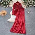 Gentle and lazy style embroidershirt suspender skirt two-piece set for women  spring autumslimming lookelegantfashionsuit