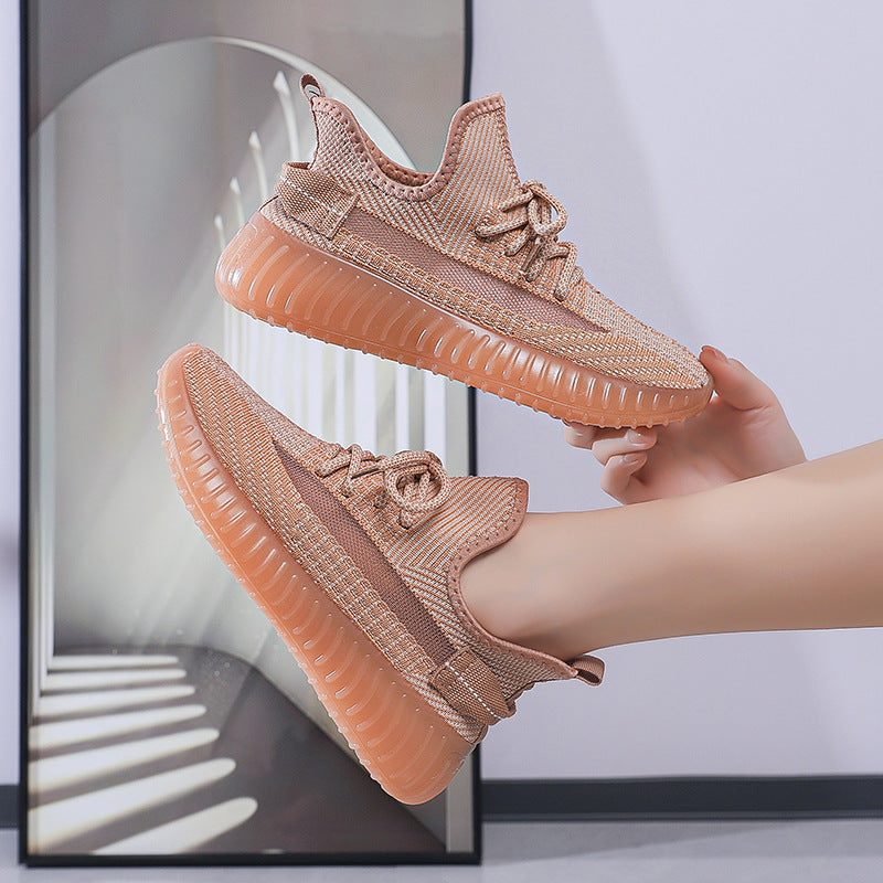 2025 new flyknit mesh women's shoes - summer breathable casual sneakers, versatile dad shoes, trendy athletic shoes