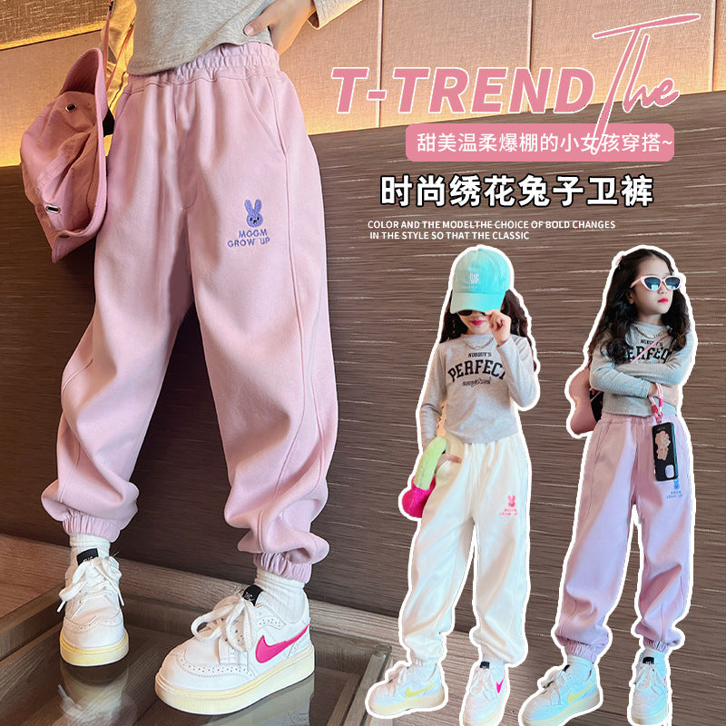 Girls' pants: new autumn/winter  collection - kids' fleece-lined, stylish, and relaxed fit sweatpants. trendy winter long pants for mid-to-large children