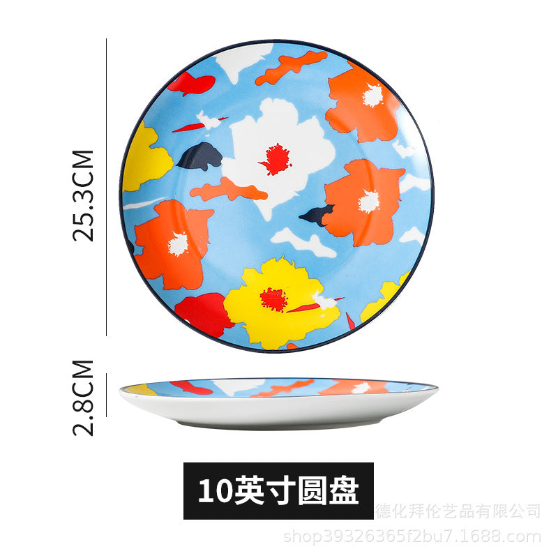 Nordic art ceramic dessert plate - three-tiered skewer plate for fruit and pastries - wholesale feature plates for hotels and restaurants