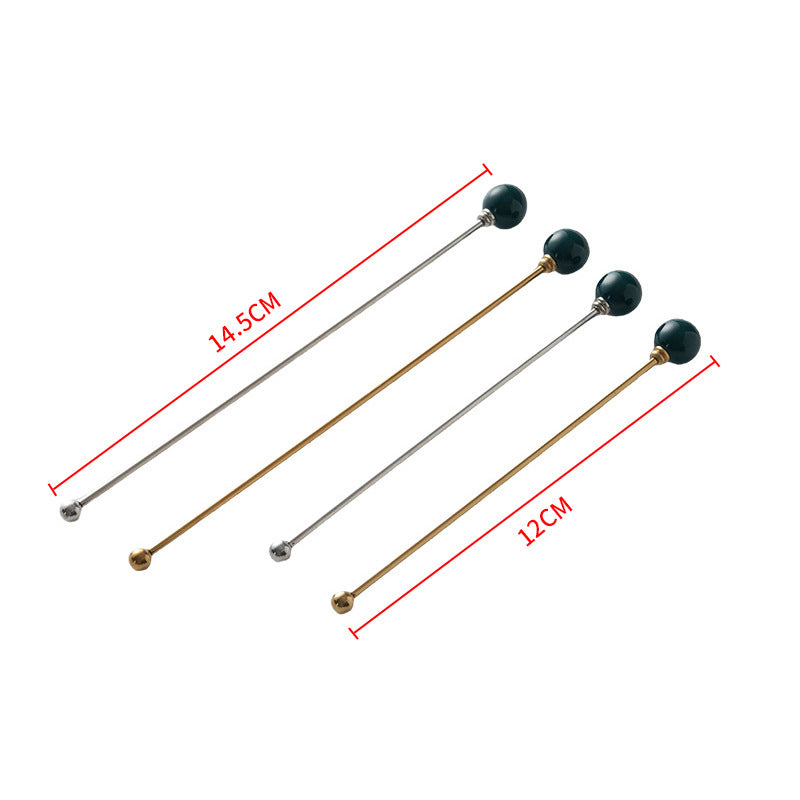 304 stainless steel tea & coffee stirring rods - multi-colored dessert picks - high-value ceramic handle milk frothing sticks - wholesale