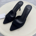Mng2026 summer new women's shoes black suede mules high heel sandals women's stiletto heel slides