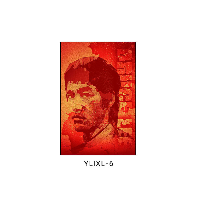 Bruce Lee poster decorative painting martial arts boxing gym taekwondo sanda inspirational gym hanging painting bedroom study mural
