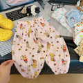 Kids anti-mosquito pants summer crotchless pants cute printing men's and women's baby home casual large crotch pp pants outwear
