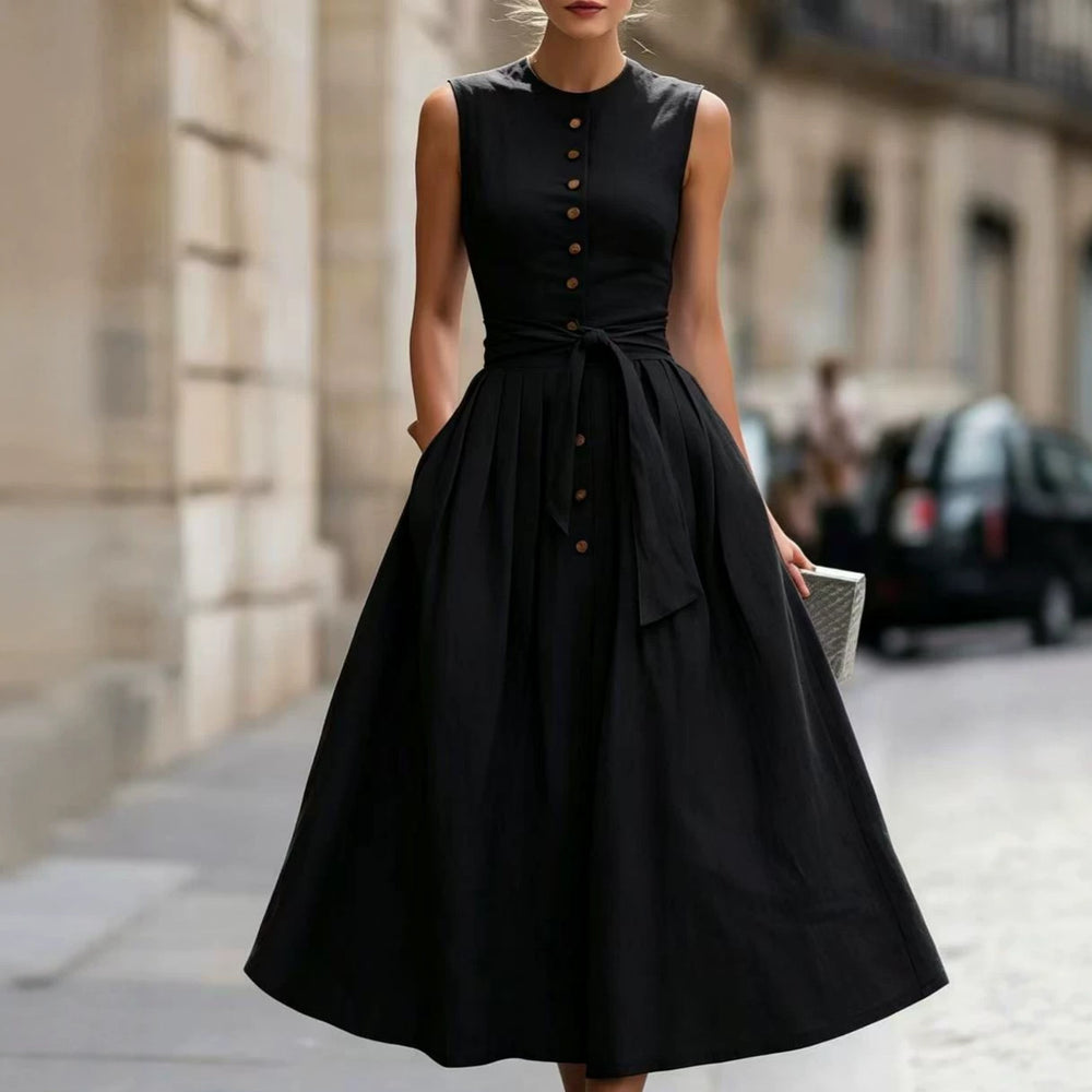european and american cross-border  independent station new arrivalelegantelegancenormcore cotton and linen women's sleeveless dress