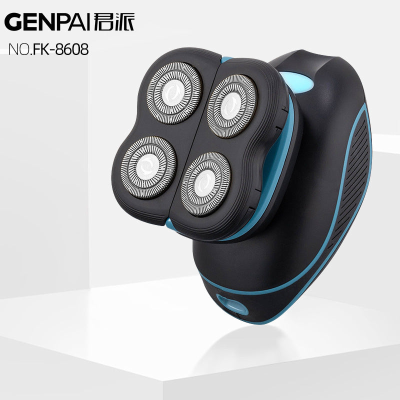 8w electric shaver with washable floating head, razor, battery life indicator, led display, rotary shaving, wet & dry use