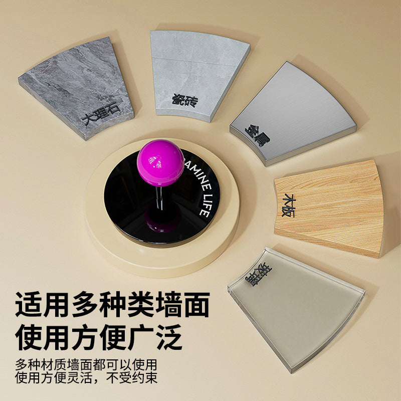 Dopamine wall-mounted non-punching hook, round ball straight hook, super glue sticky rubber band, necklace, jewelry, bathroom storage rack.
