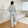 European and american  fall/winter new women's two-piece set: high-neck long sleeve top and wide-leg high-waisted pants casual sweatshirt set