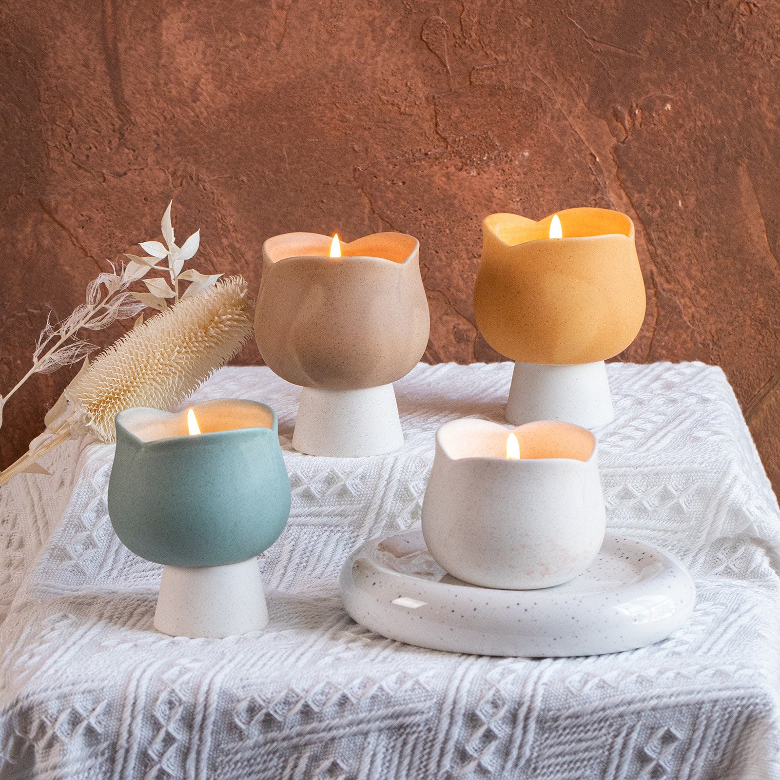 Nordic ins style tulip candle cup empty cup ceramic scented candle candle holder high-end multi-purpose home ornament