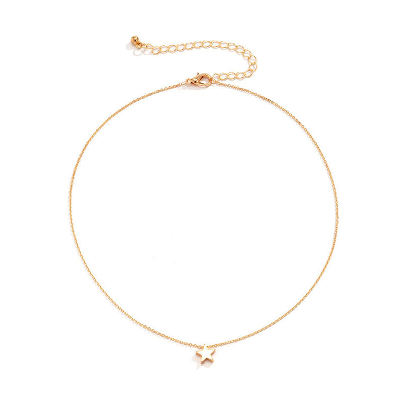 European and american cross-border new jewelry: fashionable and minimalist stainless steel star necklace for women - unique and versatile five-pointed star pendant