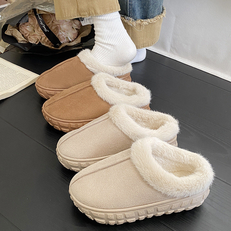 Women's warm cotton slippers - 2025 autumn/winter trendy indoor home thick-soled fleece-lined warm snow boots