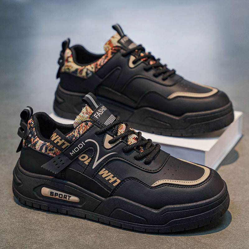 Men's shoes 2026 new spring trendy style versatile leather casual sneakers student height increasing athletic fashion shoes