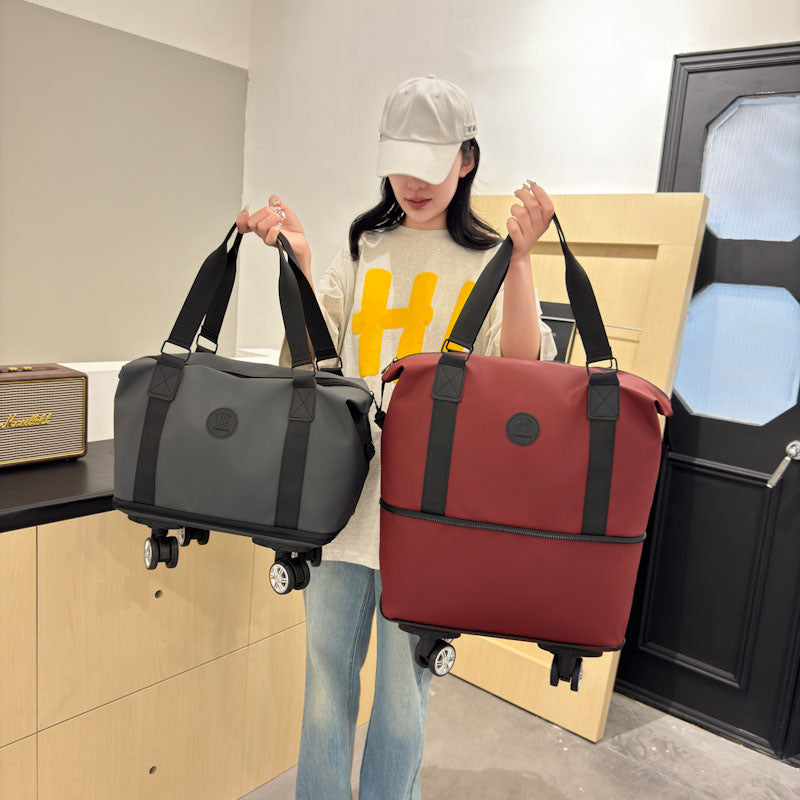 Multifunctional universal wheel travel bag women dry and wet separation fashionable large-capacity luggage bag expandable moving storage bag