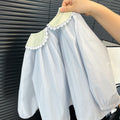 Girls' spring/autumn new arrival blouse - fresh floral print, turn-down collar, baby shirt, stylish and versatile long-sleeve top for girls