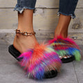 Wholesale fur slippers from fur manufacturers: home-friendly faux fox fur one-piece slippers, new fashionable plush slippers for autumn and winter