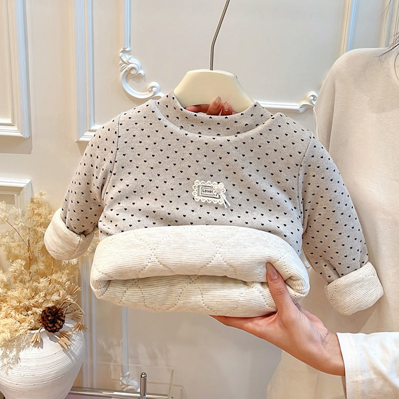 Fall and wintergirl trendy three-layer quilted thickened bottom coat baby girl k-stylelong sleevestopskids clothes kids clothes