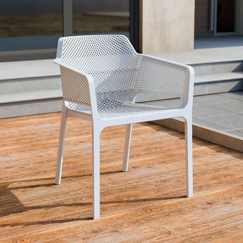 Plastic chair scandinavian dining chair for homethickenedcasual armrest courtyard outdoor backrest chair stool cut out dining table and chairs