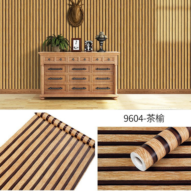Cross-border exclusive wallpaper self-adhesive waterproof imitation wood grain pvc cabinet tables and chairs seamless furniture transformation sticker instant sticker
