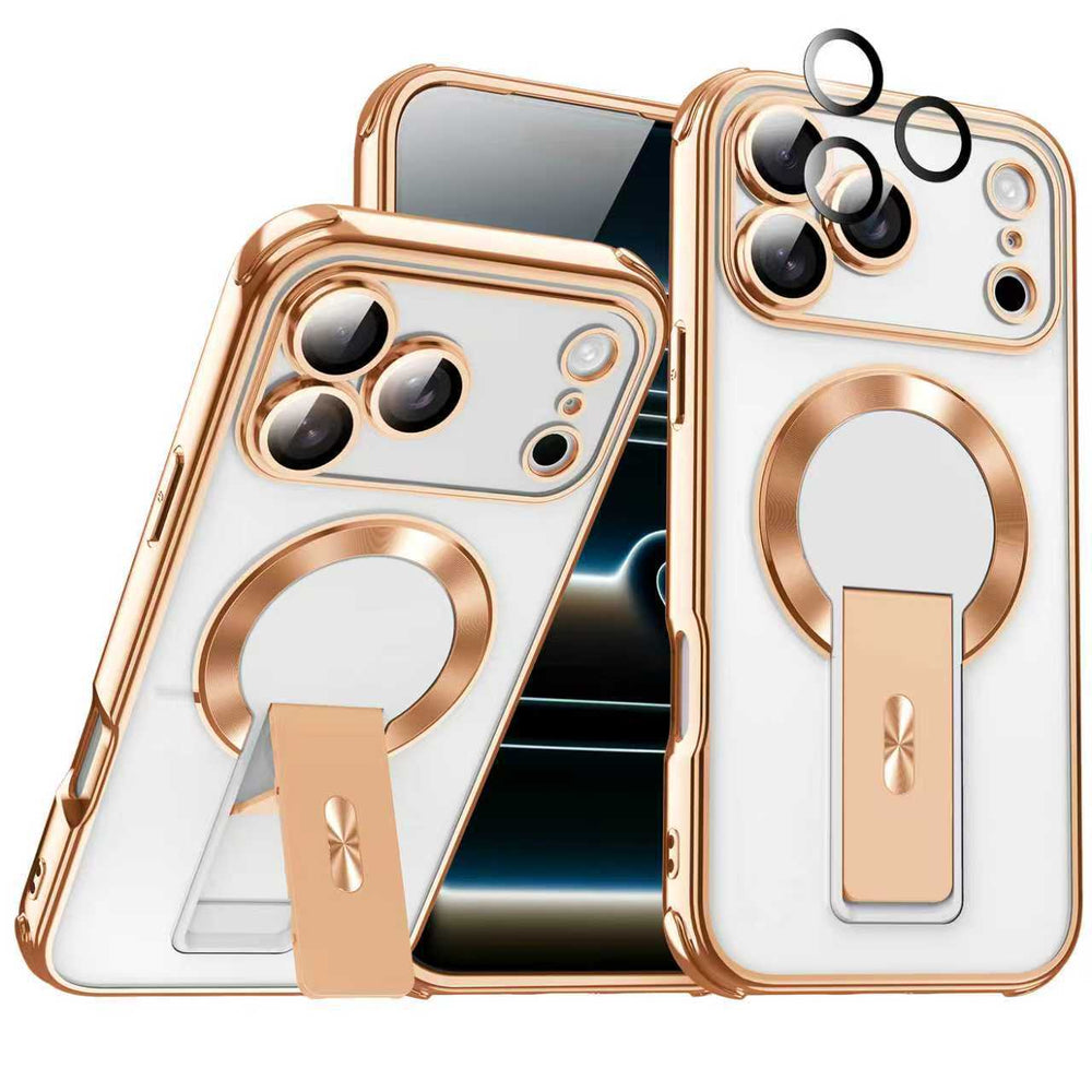 Electroplated shadow magnetic stand compatible iphone 17 pro case, apple 11 new anti-drop cross-border protective cover