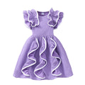 Girls' dress, purple 3d ruffle dress